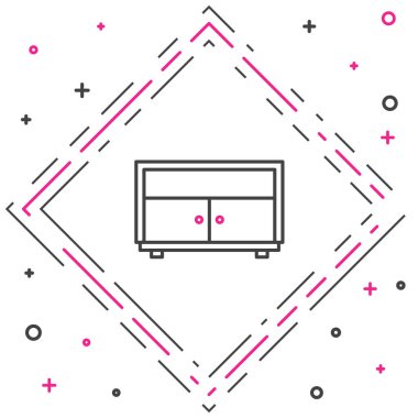 Çizgi Sandığı çekmece simgesi beyaz arkaplanda izole edildi. Renkli taslak konsepti. Vektör İllüstrasyonu.