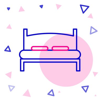 Beyaz arka planda izole edilmiş iki ya da bir kişilik büyük bir yatak. Renkli taslak konsepti. Vektör İllüstrasyonu.