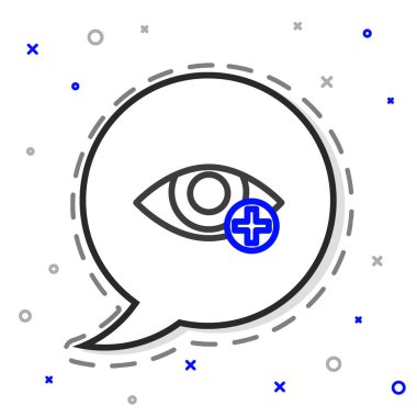 Beyaz arkaplanda kırmızı göz efekti simgesi izole edildi. Göz kızarıklığı. Göz iltihabı. Renkli taslak konsepti. Vektör İllüstrasyonu.