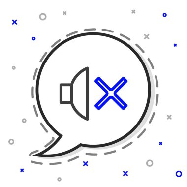 Hat Sözcüsü sessiz simgesi beyaz arkaplanda izole edildi. Ses simgesi yok. Ses Kapalı sembolü. Renkli taslak konsepti. Vektör İllüstrasyonu.