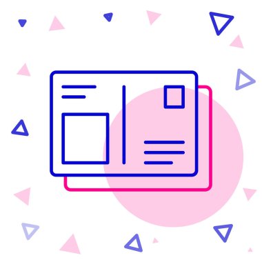 Vize damgalı çizgi pasaportu beyaz arka planda izole edilmiş. Kimlik Belgesi. Renkli taslak konsepti. Vektör İllüstrasyonu.