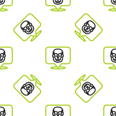 Çizgi Kurukafa simgesi beyaz arka planda izole edilmiş kusursuz desen. Mutlu Cadılar Bayramı Partisi. Vektör.