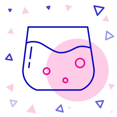 Beyaz arka planda izole edilmiş çizgili viski ikonu. Renkli taslak konsepti. Vektör.