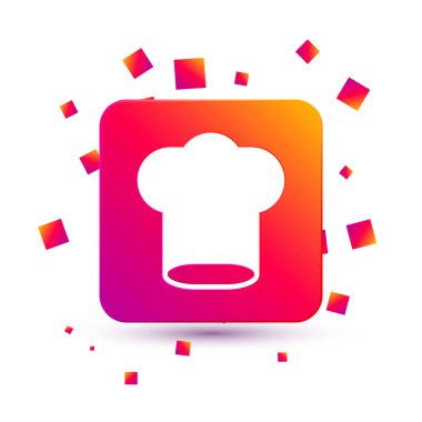 Beyaz Aşçı şapkası simgesi beyaz arkaplanda izole edildi. Aşçılık sembolü. Aşçı şapkası. Kare renk düğmesi. Vektör.