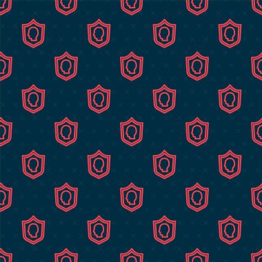 Kırmızı çizgi Kullanıcı koruma simgesi siyah arkaplanda izole edilmiş kusursuz desen. Güvenli kullanıcı girişi, şifre koruması, kişisel veri koruması, kimlik doğrulaması. Vektör.