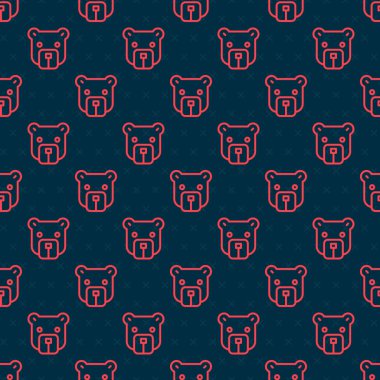 Kırmızı çizgi ayı başı simgesi siyah arka planda izole edilmiş. Vektör.