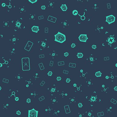 Parmak izini kalkanda, yüz tanıma sisteminde, cep telefonunda ve yüzdeki ve reddedilme sesindeki pürüzsüz kalıpta ayarla. Vektör.