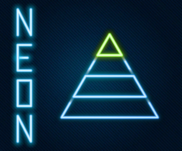 Linea Neon Incandescente Infografica Grafico Piramide Business Icona Isolata Sfondo — Vettoriale Stock