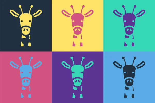 Pop Art Giraffenkopf Symbol Isoliert Auf Farbigem Hintergrund Tierisches Symbol — Stockvektor