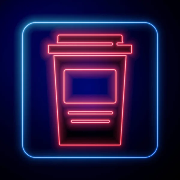 Glowing Neon Coffee Cup Icon Isolated Blue Background Vector — Stock Vector