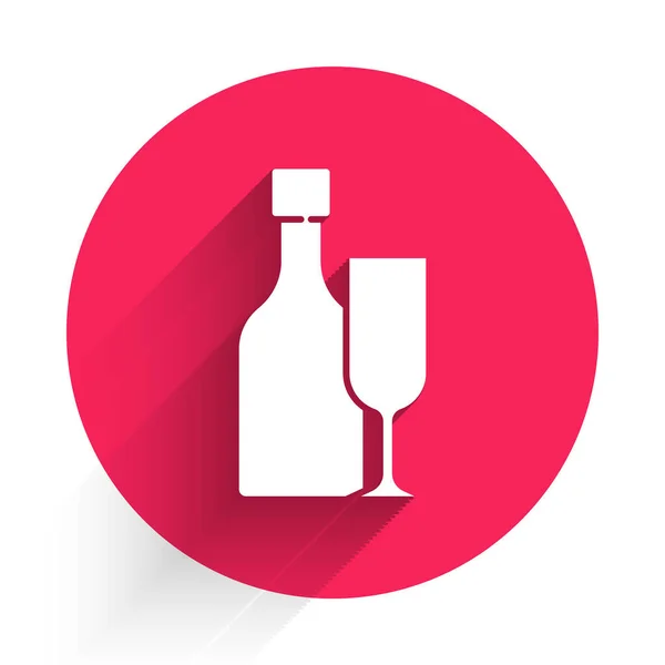 Bouteille Vin Blanc Avec Icône Verre Isolé Avec Une Longue — Image vectorielle