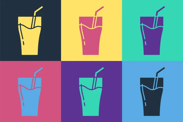 Pop Konst Glas Juice Ikon Isolerad Färg Bakgrund Rör För — Stock vektor
