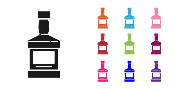 Black Whiskey Bottle Icon Isolated White Background Set Icons Colorful — Stock Vector