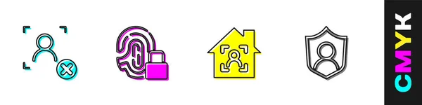 Set Reconocimiento Facial Rechazo Huella Dactilar Con Cerradura Smart Home — Archivo Imágenes Vectoriales