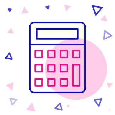 Satır Hesap Makinesi simgesi beyaz arkaplanda izole edildi. Muhasebe sembolü. İş hesaplamaları matematik eğitimi ve finans. Renkli taslak konsepti. Vektör İllüstrasyonu.