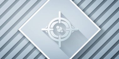 Kağıt kesiği Göz Tarama simgesi gri arkaplanda izole edildi. Göz taraması yapılıyor. Güvenlik kontrol sembolü. Siber göz işareti. Kağıt sanatı tarzı. Vektör.