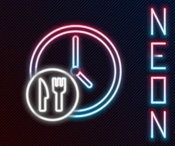 Ragyogó Neon Vonal Óra Órájában Szállítási Ikon Elszigetelt Fekete Háttér — Stock Vector
