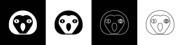 设置猫头鹰鸟图标隔离在黑白背景 动物的象征B — 图库矢量图片