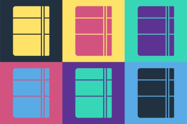 Pop Art Sketchbook veya albüm simgesi renk arkaplanında izole edildi. Vektör.