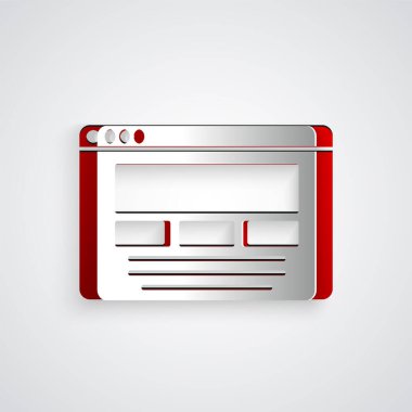 Kağıt kesiği UI veya UX tasarım simgesi gri arkaplanda izole edildi. Kağıt sanatı tarzı. Vektör.