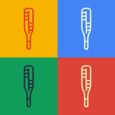 Tıbbi muayene ikonu için tıbbi termometre renk arkaplanında izole edildi. Vektör.