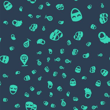 Komedi ve trajedi maskeleri, tiyatro, psikoloji, psişik ve kırık kalp ya da kusursuz bir şekilde boşanmak. Vektör.