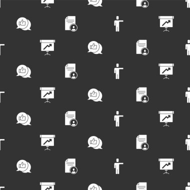 Kafa avını ayarla, diyagramlı tebeşir tahtası, El gibi ve kusursuz desen üzerinde devam et. Vektör.