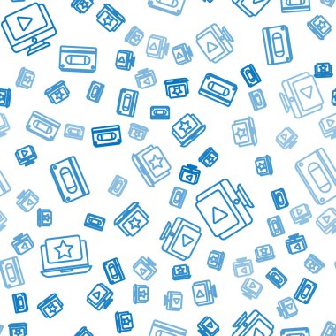 Dizüstü bilgisayarı yıldız, Online oyun videosu ve VHS video kaseti ile ayarlayın. Vektör.