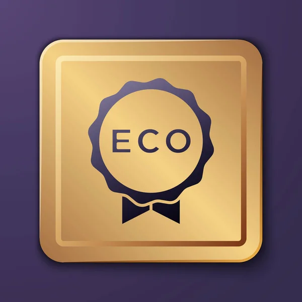 Banner Roxo Etiqueta Etiqueta Logotipo Para Eco Verde Ícone Comida —  Vetores de Stock