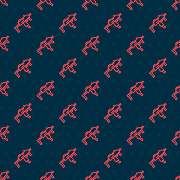 Línea Roja Mp9 Subfusil Icono Aislado Patrón Sin Costura Sobre — Vector de stock