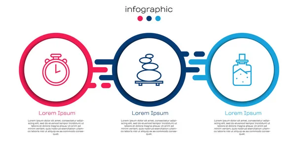 Set Line Stoppuhr Stapel Heiße Steine Und Spa Salz Geschäftsinfografische — Stockvektor