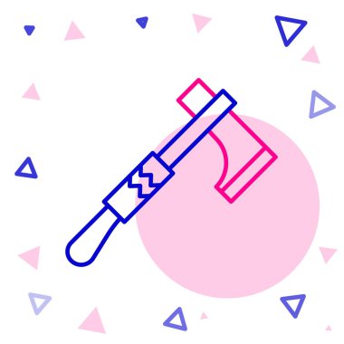 Amerikan yerlilerinin balta ikonu beyaz arka planda izole edilmiş. Renkli taslak konsepti. Vektör İllüstrasyonu.