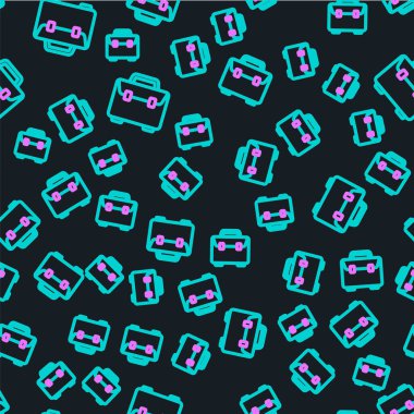 Çizgi Evrak Çantası simgesi siyah arkaplanda izole edilmiş. İş ilanı. İş portföyü. Vektör İllüstrasyonu.