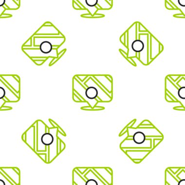 Şehir haritası gezinme simgesinin çizgi bilgileri beyaz arkaplanda izole edilmiş kusursuz desen. Mobil Uygulama Arayüzü tasarımı. Coğrafi konsept. Vektör İllüstrasyonu.