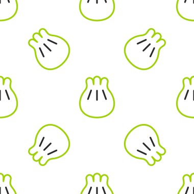 Khinkali hattı beyaz arkaplanda izole edilmiş tahta simgesi. Geleneksel Gürcü hamur tatlısı. Vektör İllüstrasyonu.