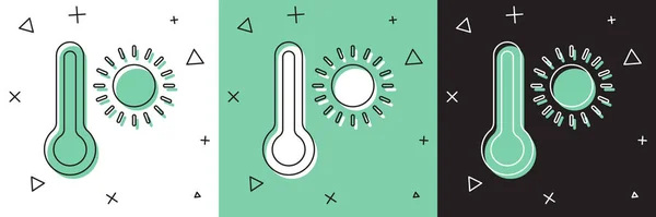 Réglez Thermomètre Météorologique Mesurant Chaleur Icône Froide Isolé Sur Fond — Image vectorielle