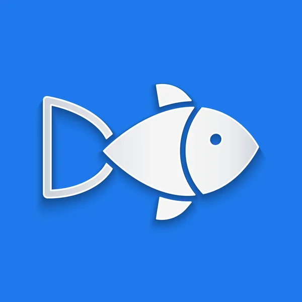 Χαρτί Έκοψε Εικονίδιο Των Ψαριών Απομονωμένο Μπλε Φόντο Στυλ Χάρτινης — Διανυσματικό Αρχείο