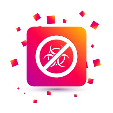 Beyaz Durak GDO simgesi beyaz arkaplanda izole edildi. Genetik olarak değiştirilmiş organizma kısaltması. DNA gıda modifikasyonu. Kare renk düğmesi. Vektör.