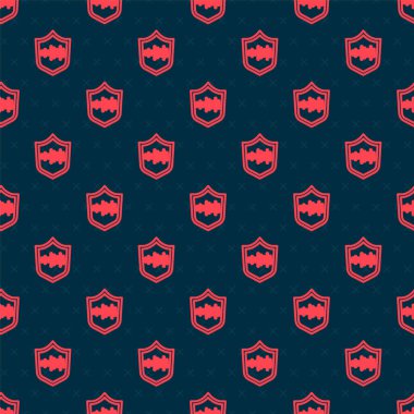 Kırmızı çizgi kalkanının ses tanıma simgesi siyah arkaplanda izole edilmiş. Kimlik tanıma için ses biyometrik kimlik doğrulaması. Vektör.