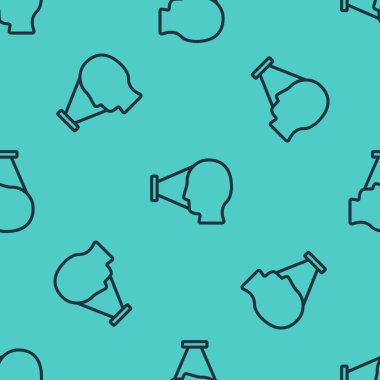 Siyah çizgi yüz tanıma simgesi yeşil arkaplanda izole edilmiş pürüzsüz desen. Yüz tanımlama simgesi. Yüz tanıma. Siber güvenlik kavramı. Vektör.