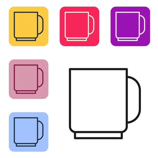 Línea Negra Icono Taza Café Aislado Sobre Fondo Blanco Taza — Vector de stock