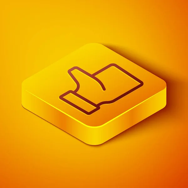 Isometric Line Hand Icon Isolated Orange Background Yellow Square Button — Stock Vector
