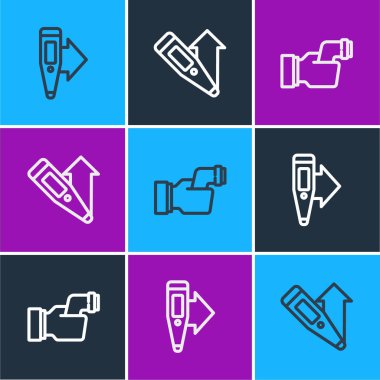 Hat dijital termometreyi ayarla, vücut sıcaklığını ve ikonu kontrol et. Vektör.