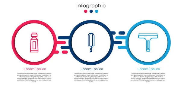 Set Line Tube Toothpaste Sanitary Tampon Rubber Cleaner Business Infographic — Stock Vector