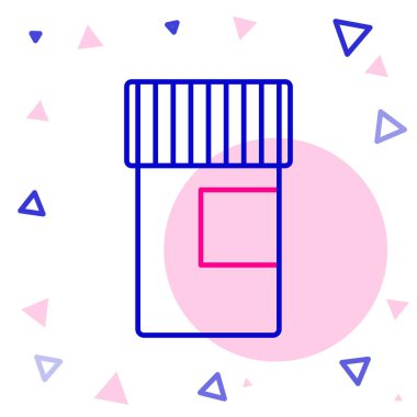 Çizgi tıp ikonu beyaz arka planda izole edilmiş. Şişe hapı işareti. Eczane tasarımı. Renkli taslak konsepti. Vektör İllüstrasyonu.