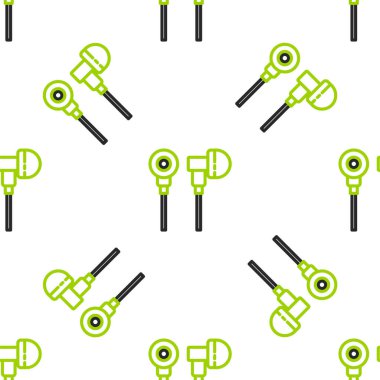 Line Air kulaklık simgesi beyaz arka planda izole edilmiş kusursuz desen. Kulaklıklar için kablosuz cihaz. Elektronik cihazlar. Vektör İllüstrasyonu.