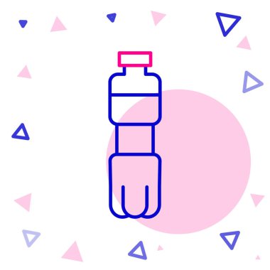 Beyaz arka planda izole edilmiş bir şişe su. Soda su içme tabelası. Renkli taslak konsepti. Vektör İllüstrasyonu.