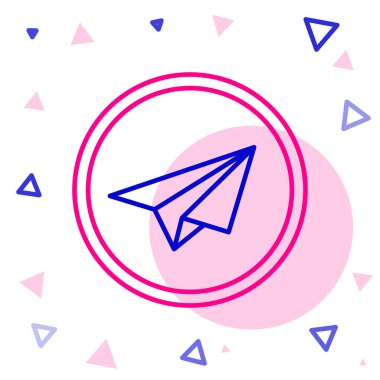 Çizgi kağıdı düzlemi simgesi beyaz arkaplanda izole edildi. Kağıt uçak ikonu. Uçak işareti. Renkli taslak konsepti. Vektör İllüstrasyonu.