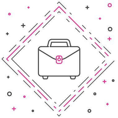 Satır Evrak Çantası simgesi beyaz arkaplanda izole edildi. İş ilanı. İş portföyü. Renkli taslak konsepti. Vektör İllüstrasyonu.