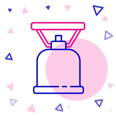 Kamp hattı gaz sobası ikonu beyaz arka planda izole edildi. Taşınabilir gaz ocağı. Yürüyüş, kamp malzemeleri. Renkli taslak konsepti. Vektör.